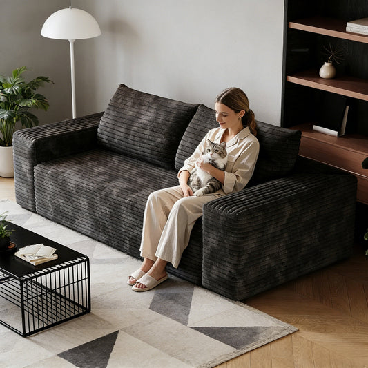 Cloud Loveseat, Deep Seat & No Assembly, Corduroy Fabric